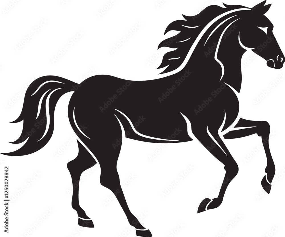 Obraz premium Graceful Black Horse Silhouette in Motion