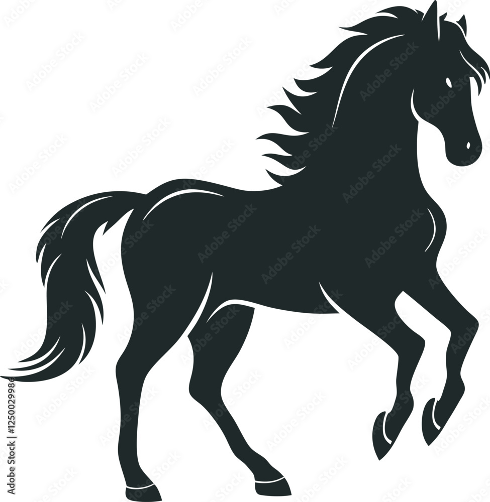 Obraz premium Graceful Black Horse Silhouette in Motion