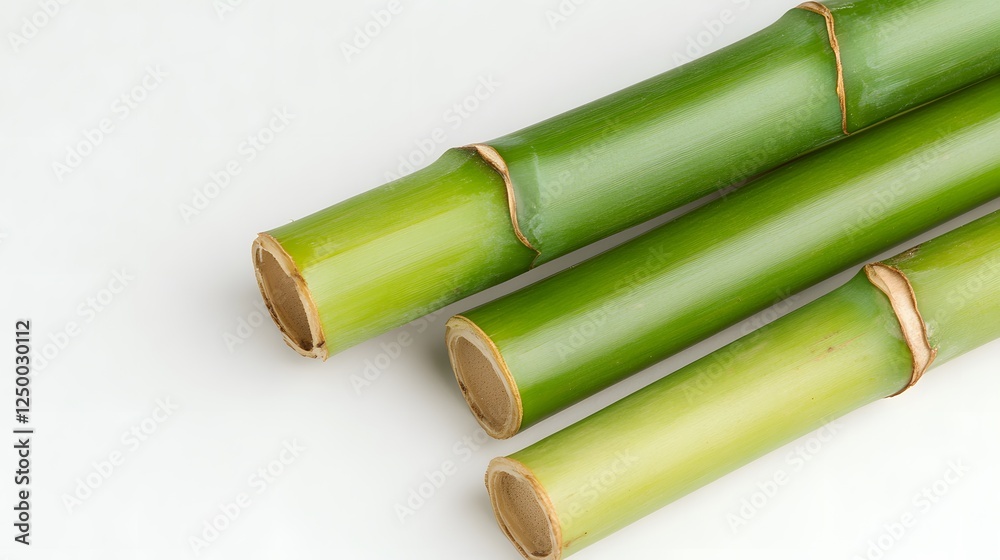 Fototapeta premium Green bamboo stalks and leaves. Generative AI