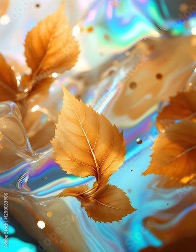 autumn leaves in water