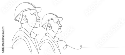 Building Construction worker line art style vector illustration