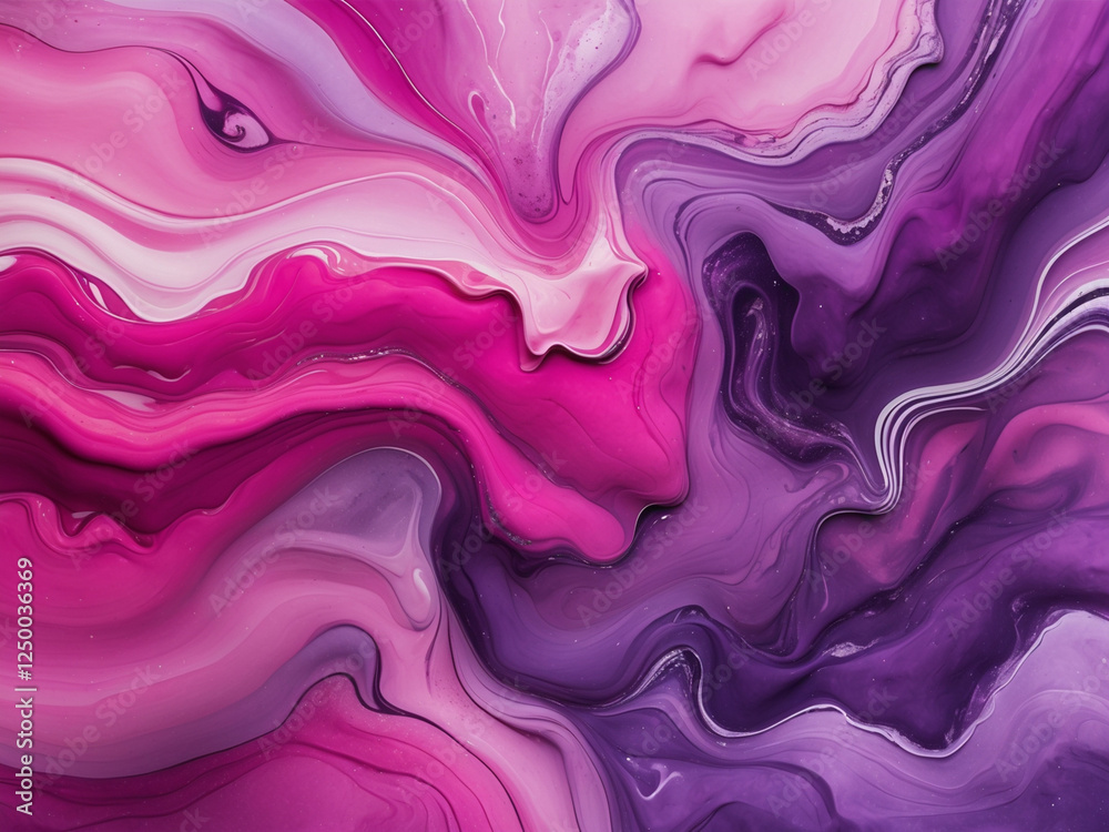 Fototapeta premium A vibrant abstract fluid art composition featuring mesmerizing swirls of pink, magenta, and purple hues.