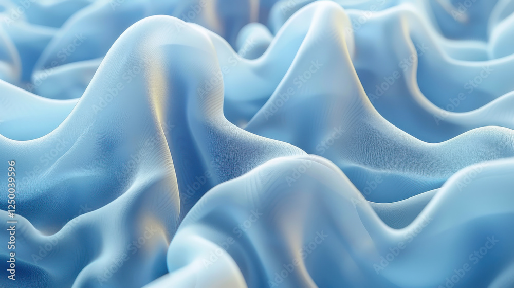 Obraz premium Soft blue waves create serene abstract background with gentle curves and textures
