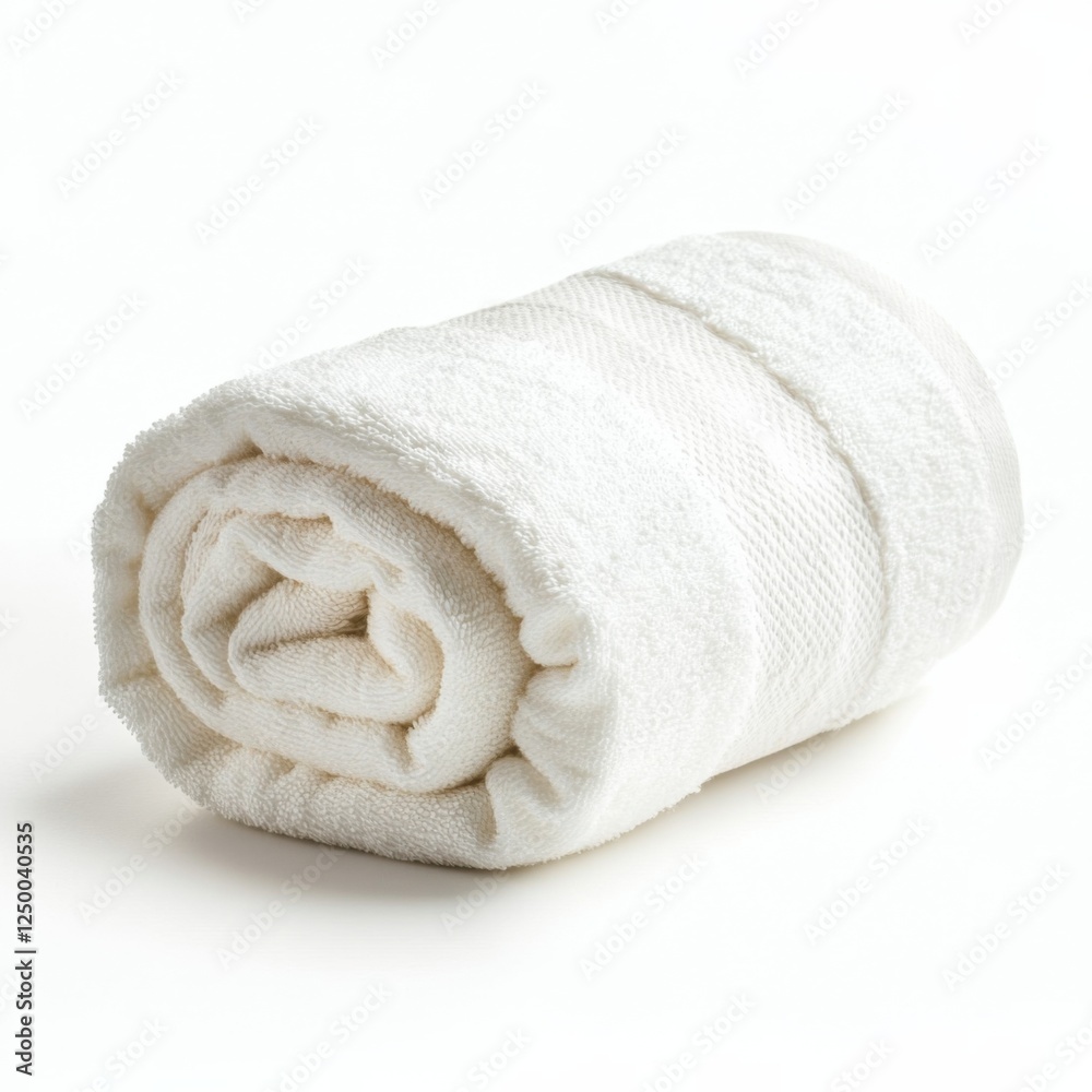 Towel rolled up neatly isolated on white background