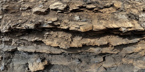 Layered sedimentary rock formation showing stratification