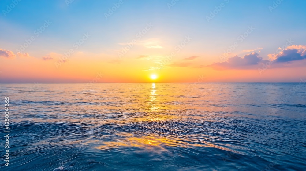Obraz premium Stunning Sunset Over Calm Ocean Creating a Peaceful Atmosphere : Generative AI
