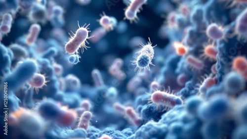 Bactria on close-up microscope view