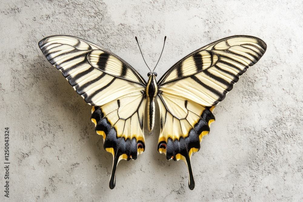 Yellow swallowtail butterfly, studio shot, textured background, nature design. Yellow swallowtail butterfly, studio shot, textured background, nature design.