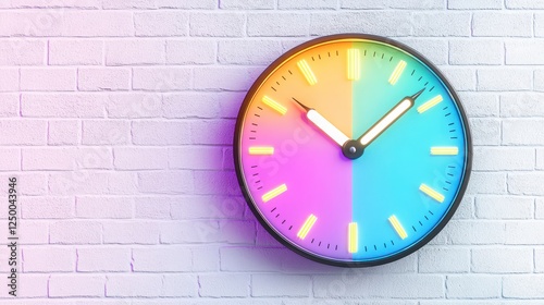 Wallpaper Mural Colorful Neon Clock on White Brick Wall for Modern Decor Inspiration Torontodigital.ca