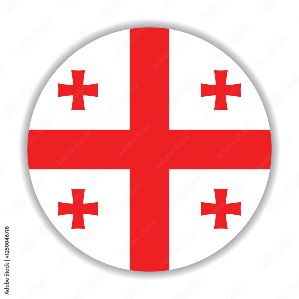 Obraz premium Georgia flag. Georgia circle flag logo icon computer vector illustration design