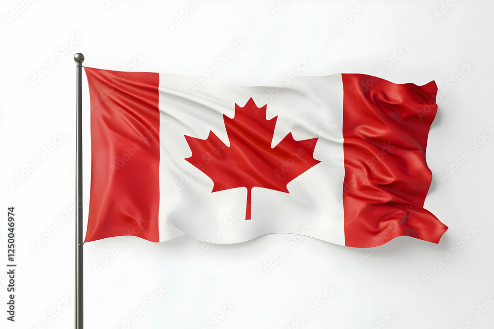Full-glory Canada flag displayed on a clean white background with high-resolution quality Full-glory Canada flag displayed on a clean white background with high-resolution quality
