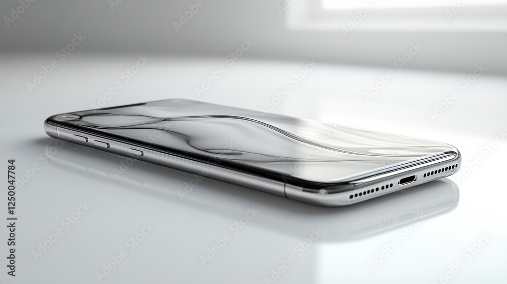 Sleek Modern Smartphone Design on White Surface in Bright Environment Sleek Modern Smartphone Design on White Surface in Bright Environment