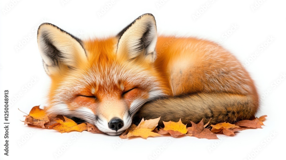 Obraz premium Dreamy Red Fox Nestled Among Colorful Autumn Leaves