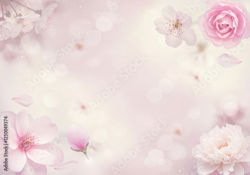 A delicate floral design featuring soft pastel colors, including shades of pink and purple. The gentle light and subtle details create a dreamy and romantic atmosphere.