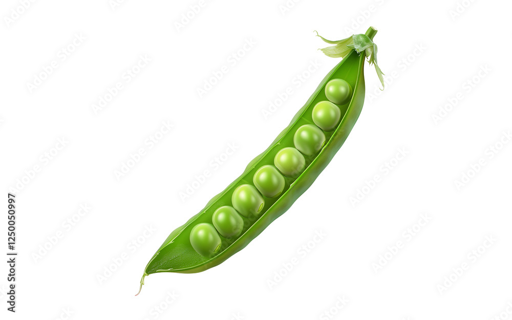 Fresh Green Pea Pod: A vibrant green pea pod, plump with ten perfectly formed peas, is presented against a clean backdrop, showcasing the freshness and bounty of nature's harvest. Fresh Green Pea Pod: A vibrant green pea pod, plump with ten perfectly formed peas, is presented against a clean backdrop, showcasing the freshness and bounty of nature's harvest.