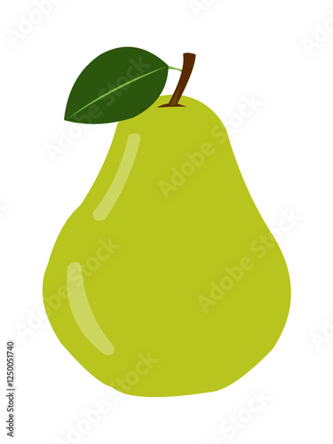 illustration of green pear fruit. pear with leaf.