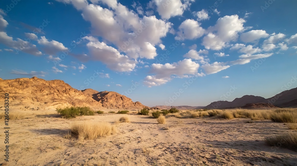 Stunning desert landscape showcasing dry hills and dramatic clouds : Generative AI Stunning desert landscape showcasing dry hills and dramatic clouds : Generative AI