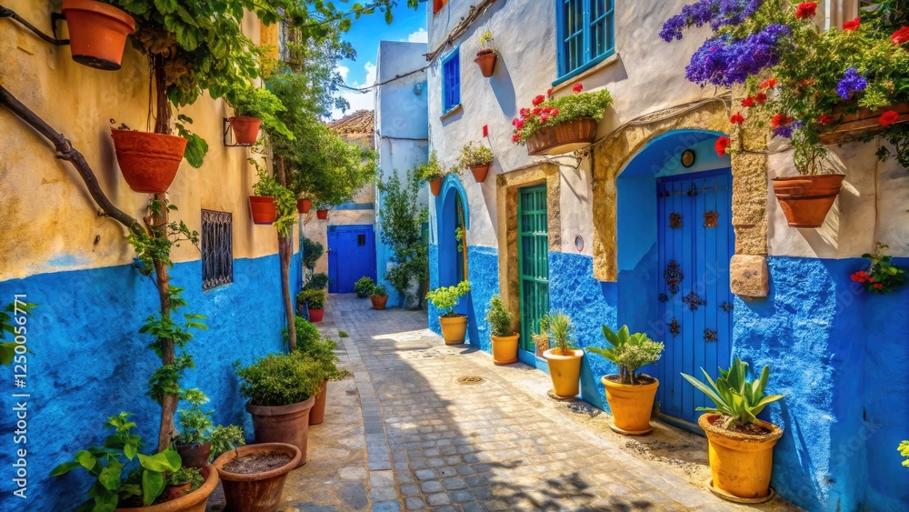 Obraz premium Tangier's Medina: captivating narrow streets, ancient alleyways, and stunning Moroccan architecture.
