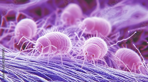 Microscopic Dust Mites on Fabric