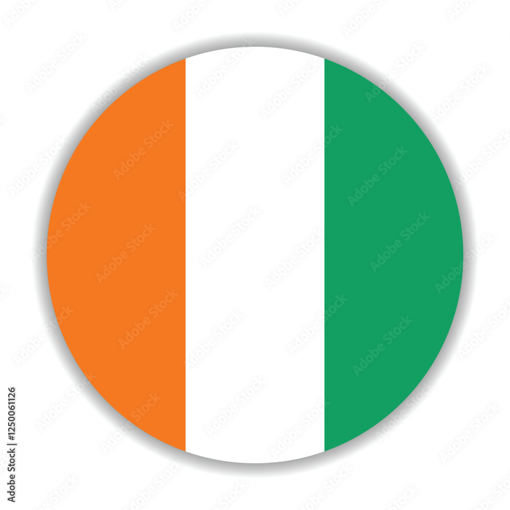 Cote d 'Ivoire flag. Cote d 'Ivoire circle flag logo icon computer vector illustration design Cote d 'Ivoire flag. Cote d 'Ivoire circle flag logo icon computer vector illustration design