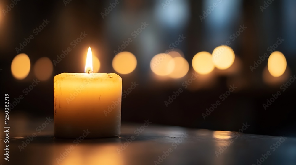 Warm Candlelight Glow on a Table Surrounded by Soft Focus Background : Generative AI Warm Candlelight Glow on a Table Surrounded by Soft Focus Background : Generative AI
