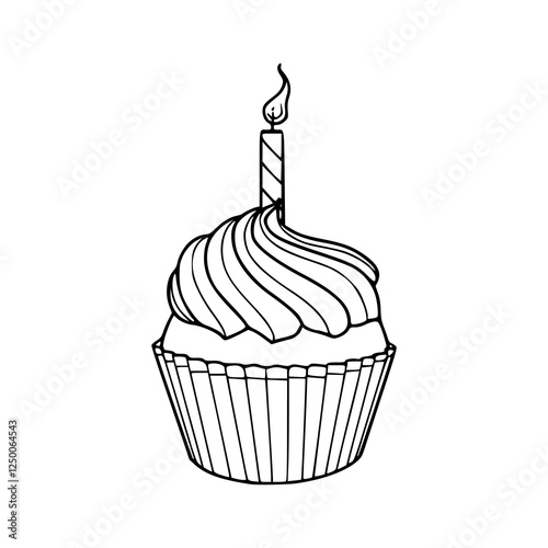 vector illustration of a cupcake with candle