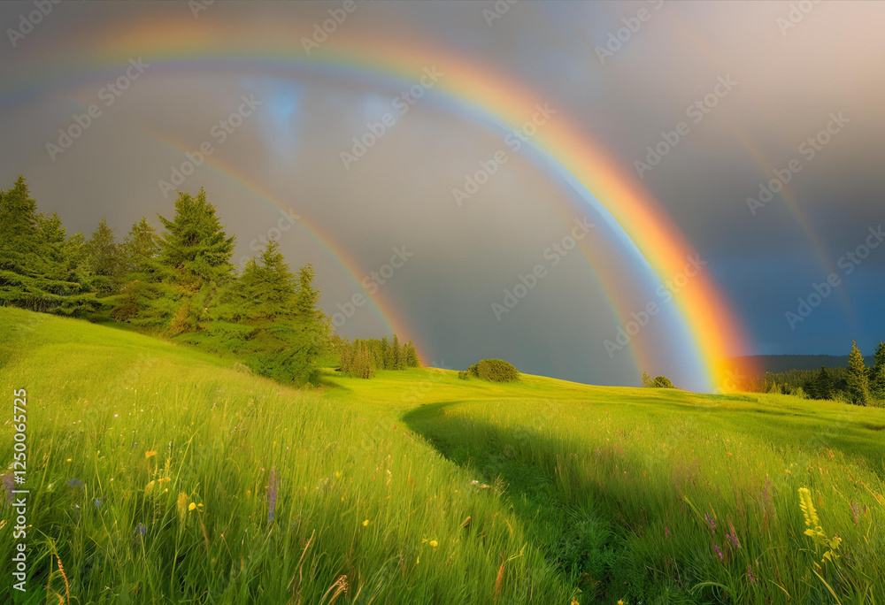 Naklejka premium st. patrick’s day rainbow leading to treasure 