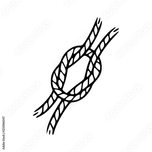 a black and white drawing of a knotted rope