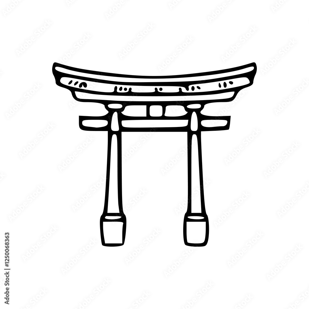 a black and white drawing of a japanese shrine icon a black and white drawing of a japanese shrine icon