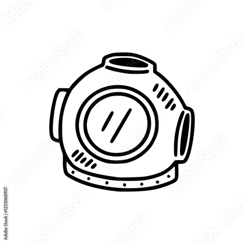 simple vintage diving helmet icon