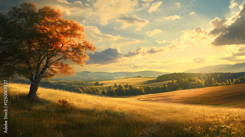 Fresh natural scenery art illustration. Emotion-Driven Landscapes. Illustration photo