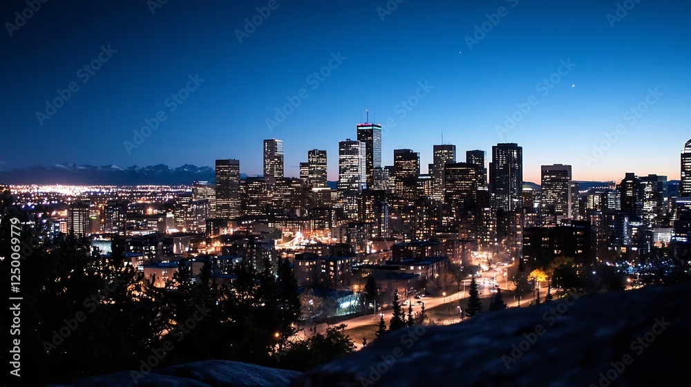 Stunning Panoramic View of a City Skyline Illuminated at Night : Generative AI Stunning Panoramic View of a City Skyline Illuminated at Night : Generative AI