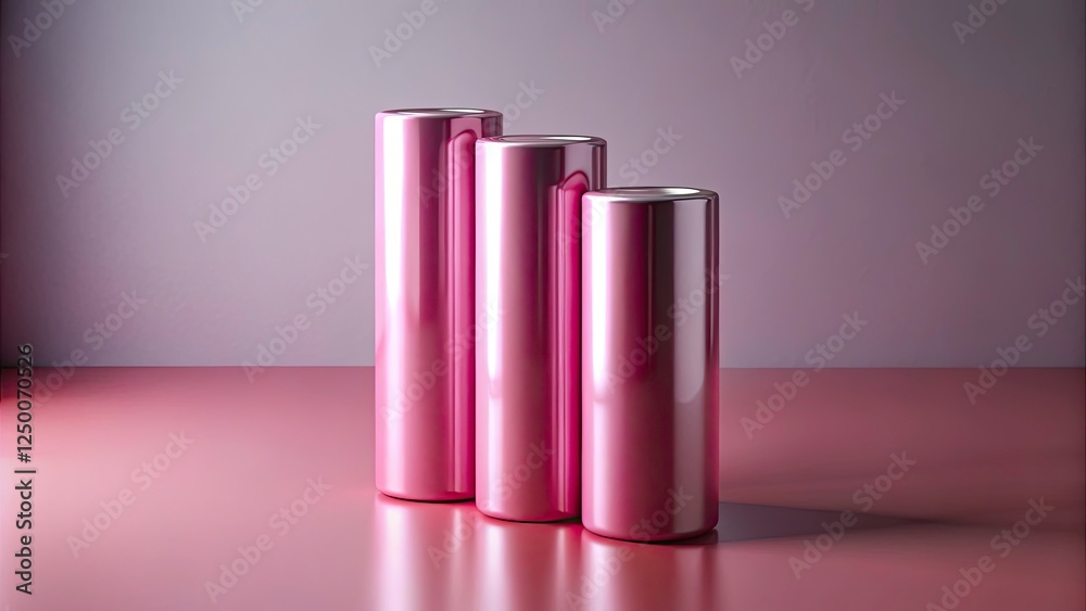 Abstract art: a 3D render of conjoined pink cylinders, geometrically shaped against a pink background. Abstract art: a 3D render of conjoined pink cylinders, geometrically shaped against a pink background.