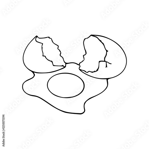 cracked egg outline vector illustration