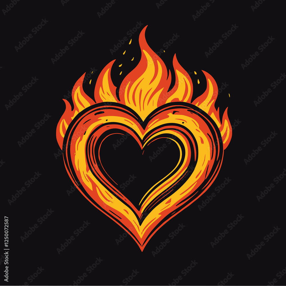 heart with flames. illustration heart with flames. illustration