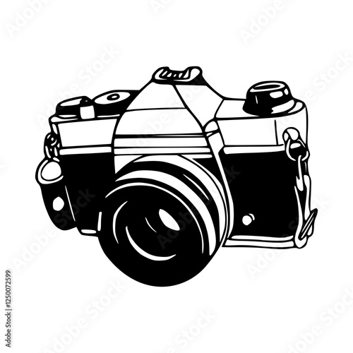 vector illustration of a vintage photo camera