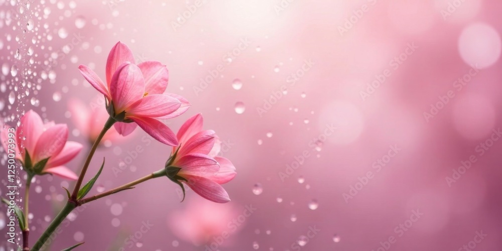 Delicate Pink Blossoms in Gentle Rain A Serene Floral Image Featuring Soft Petals and a Dreamy Background Delicate Pink Blossoms in Gentle Rain A Serene Floral Image Featuring Soft Petals and a Dreamy Background