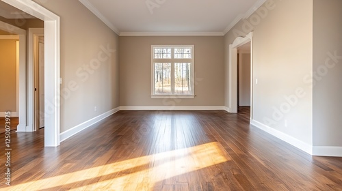 Wallpaper Mural Spacious and Bright Living Room with Large Windows and Beautiful Wooden Floor : Generative AI Torontodigital.ca