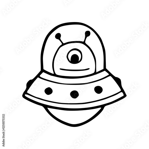 vector illustration of a cartoon alien with spaceship