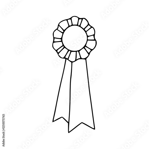 a line art drawing of an award ribbon rosette