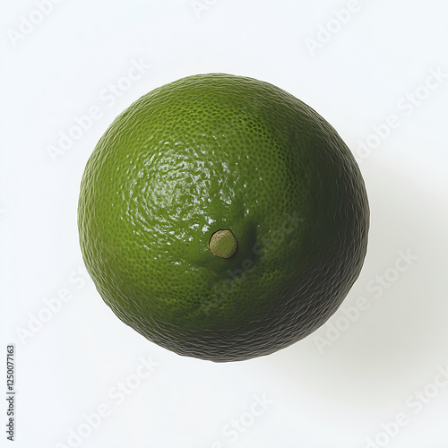 Lime, a green fruit with a rounded shape and bumpy skin, no shadow on a white background, high-resolution photography. 