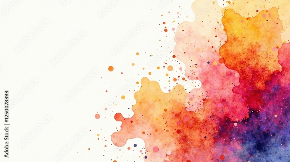 Fototapeta premium Abstract Warm-Colored Watercolor Splashes with White Space for Text and Design Elements