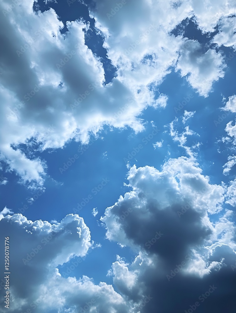 Fototapeta premium Vibrant blue sky with fluffy clouds creating an ideal backdrop for outdoor activities : Generative AI