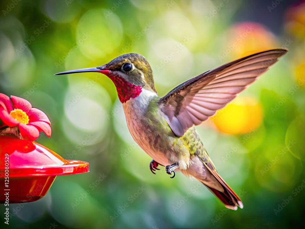 Fototapeta premium Close-up hummingbird portrait: minimalist beauty.