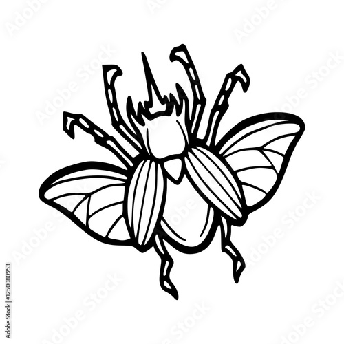 black and white beetle on white