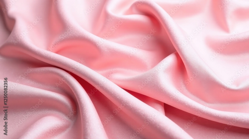 Fototapeta premium Soft Pink Silk Fabric Draped in Elegant Folds and Gentle Curves, a Luxurious Textured Background for Design Projects