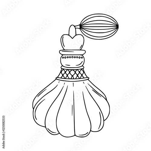 a black and white drawing of a fancy perfume spray