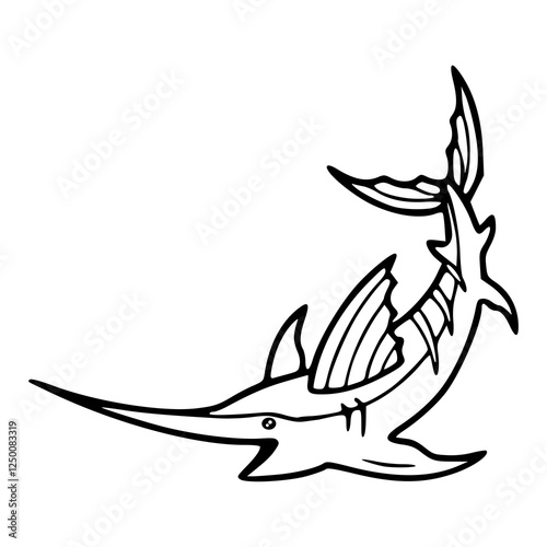 vector illustration of cartoon marlin fish coloring pages