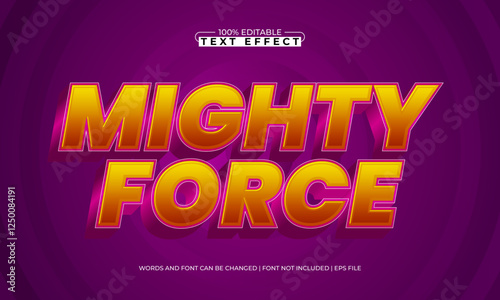 mighty force editable text effect with a hero and power text style
