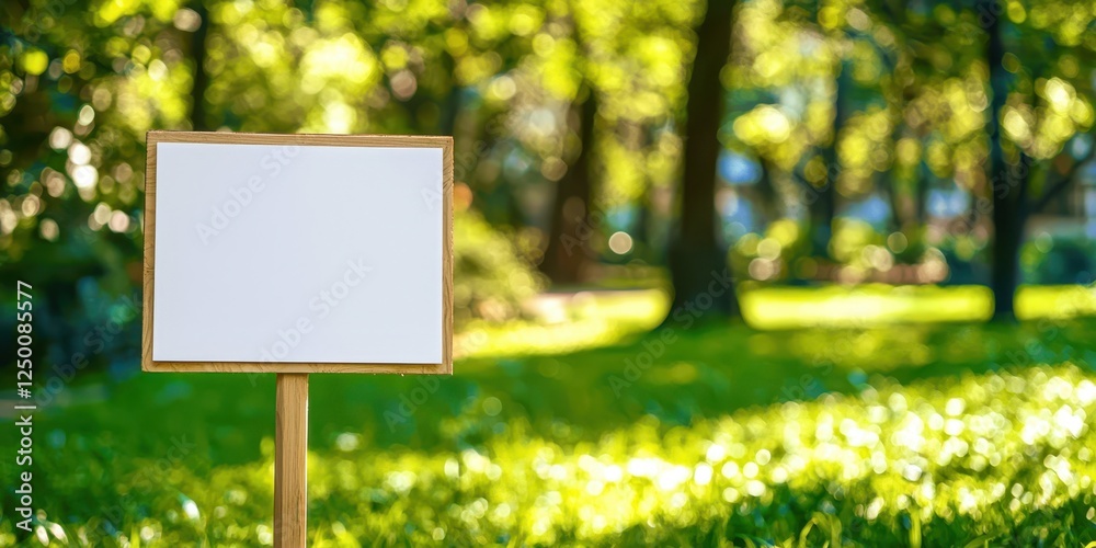 White sign is standing in a grassy field White sign is standing in a grassy field